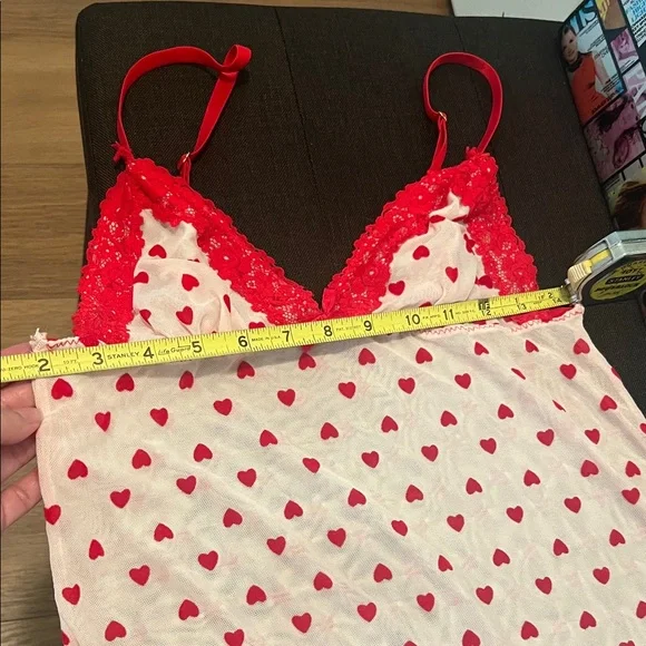 #1274=Red Heart Print Women's Sleepwear Set - Picture 4 of 8